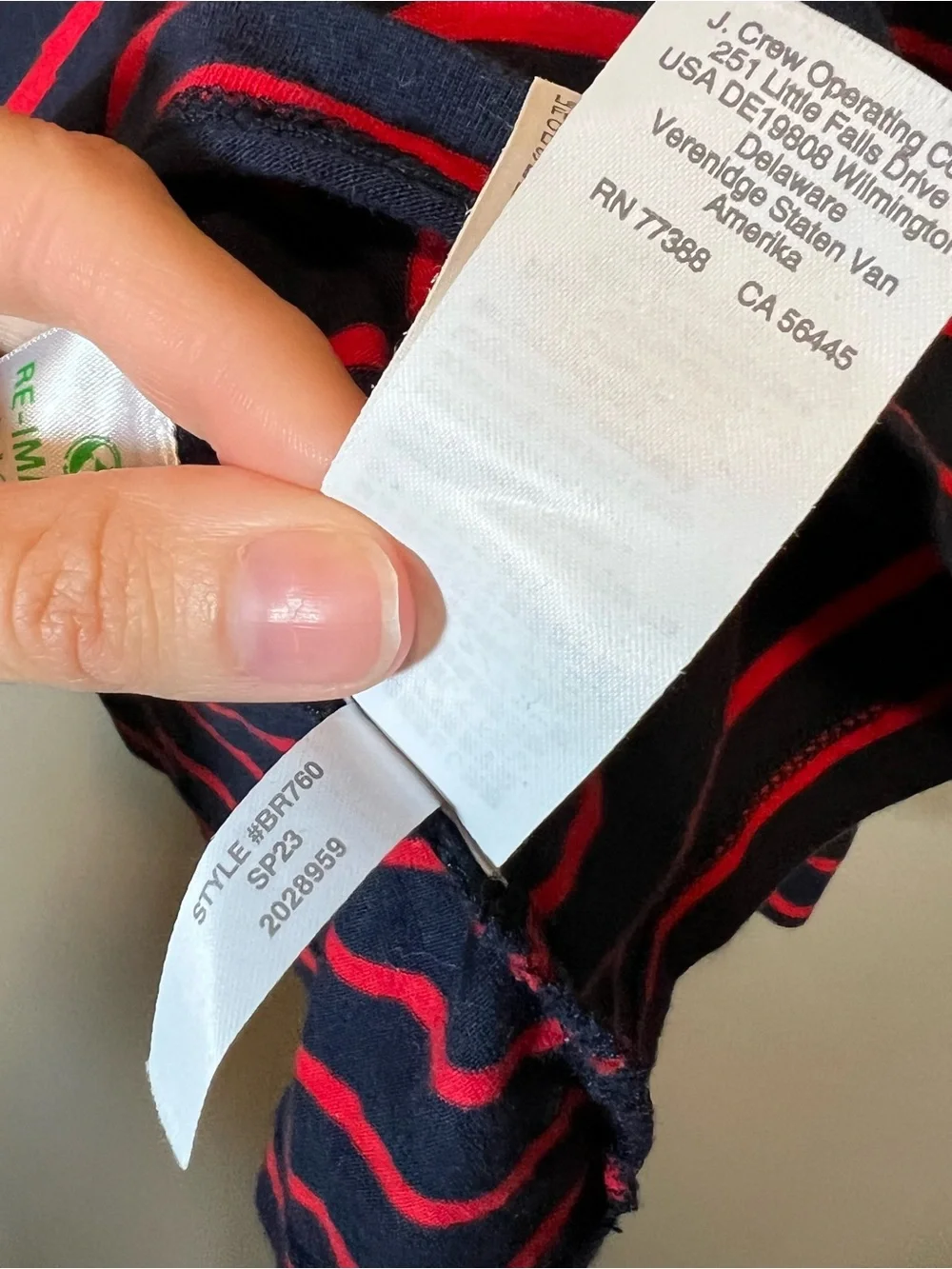 J. Crew Puff Sleeve Cotton Long Sleeve Shirt‎ Red Navy Blue Striped XS